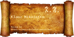 Klasz Nikoletta névjegykártya